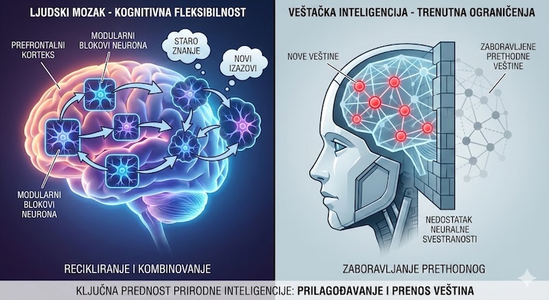 Kognitivna fleksibilnost mozga u poređenju sa veštačkom inteligencijom
