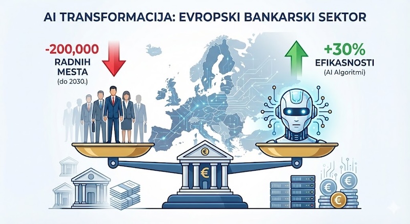 AI preuzima banke: Evropske finansijske institucije planiraju ukidanje 200.000 radnih mesta