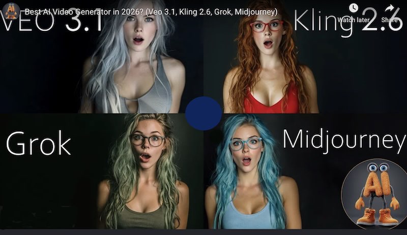 Analiza vodećih AI generatora videa: Veo 3.1, Kling 2.6, Grok i Midjourney