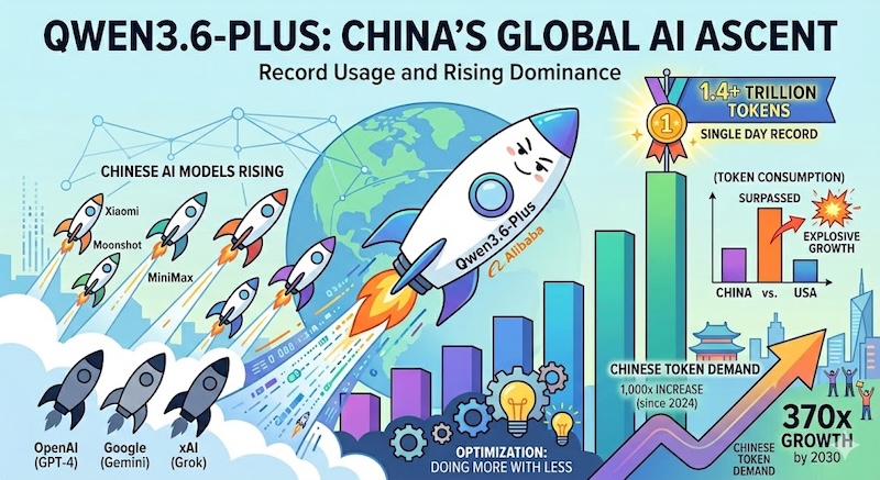Qwen3.6-Plus zauzeo prvo mesto na globalnoj listi korišćenja, dok se novi kineski AI modeli probijaju među vodeće svetske modele