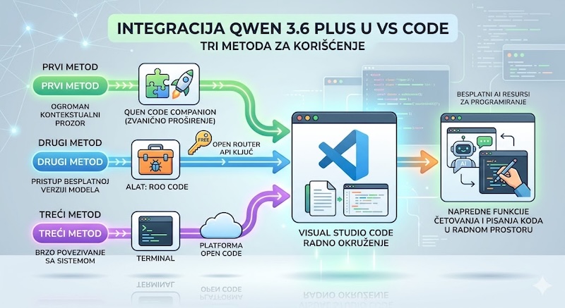 Kako besplatno koristiti Qwen 3.6 Plus u VS Code-u: 3 proverena načina