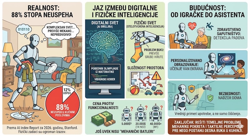 Stopa neuspeha humanoidnih robota u izvrašvanju kućnih poslova do 88%