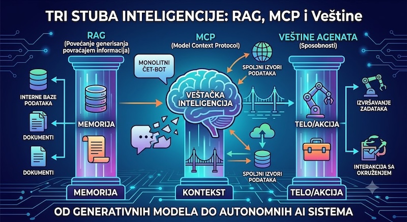 Budućnost AI agenata: Razumevanje tri stuba inteligencije (RAG, MCP i Skills)