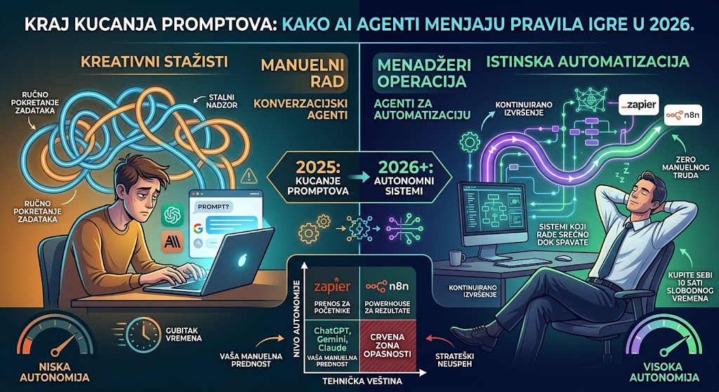 Kraj kucanja promptova: Kako AI agenti menjaju pravila igre u 2026.